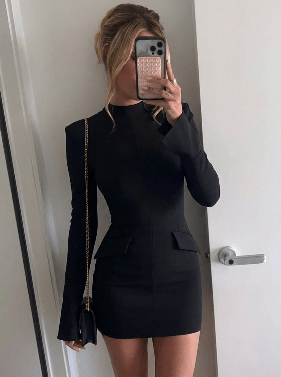 Equinox Long-Sleeved Bodycon Dress – Black - Hearts & Wires Studio