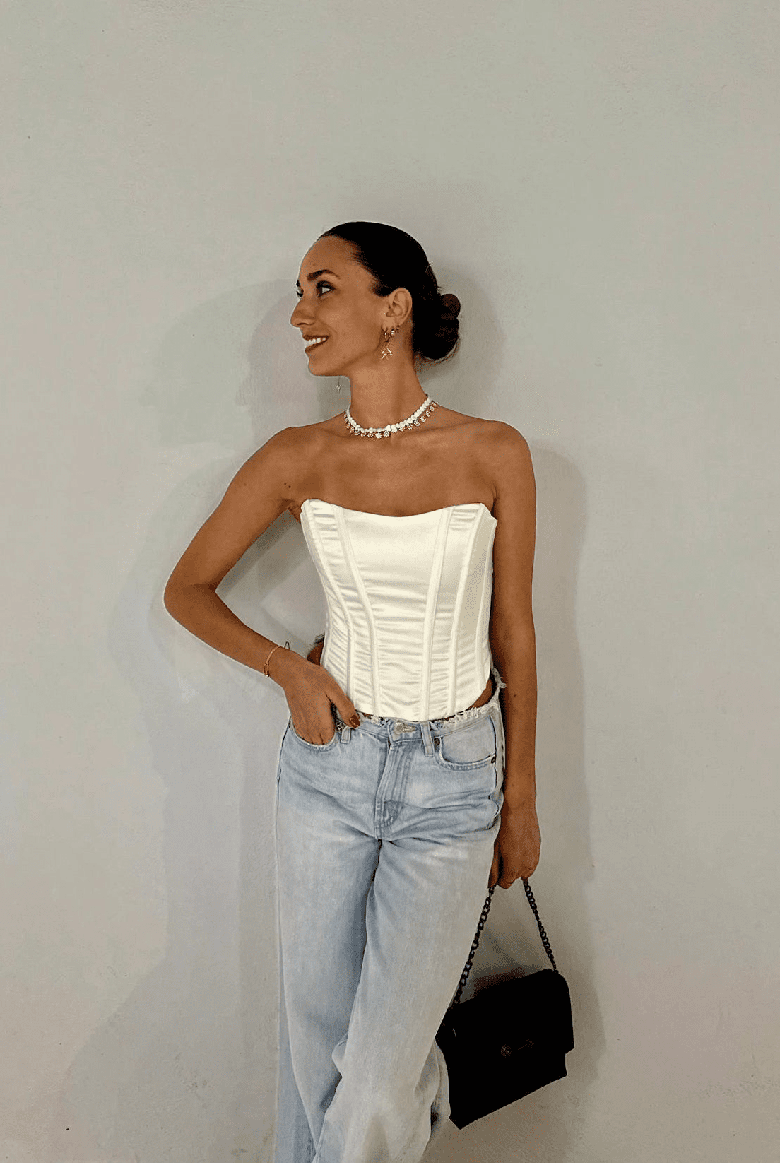 Σατέν Κορσές Τοπ Rosemary σε Off-White - Hearts & Wires Studio