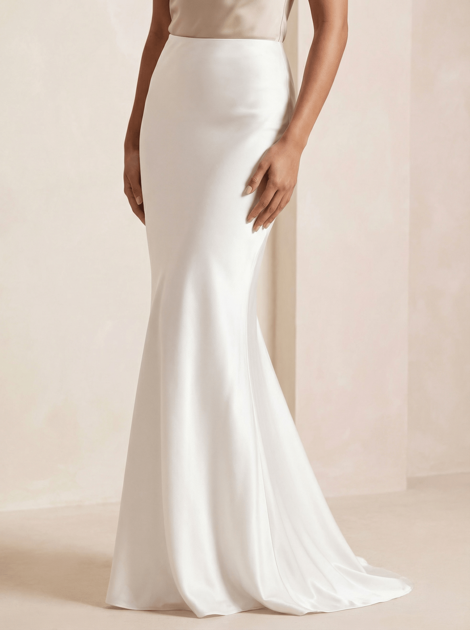 Sade White Maxi High Waist Satin Skirt - Hearts & Wires Studio