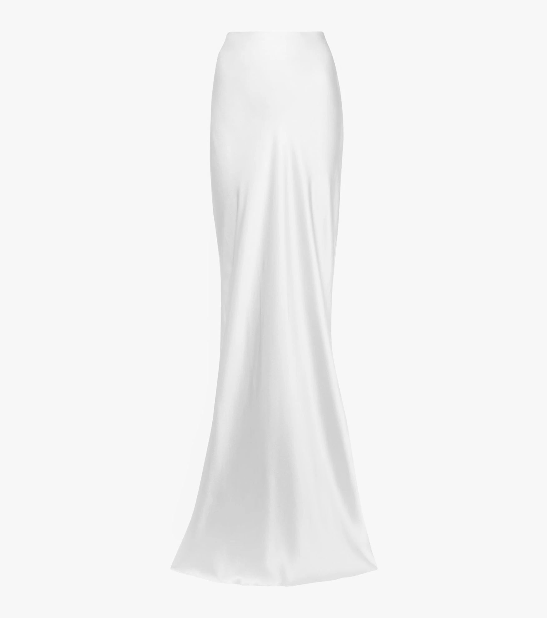 Sade White Maxi High Waist Satin Skirt - Hearts & Wires Studio