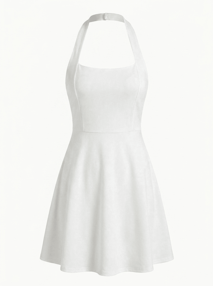 Valeria Mini White Halter Dress - Hearts & Wires Studio