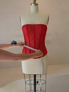 Cherry Red Mesh Corset Top - Hearts & Wires Studio