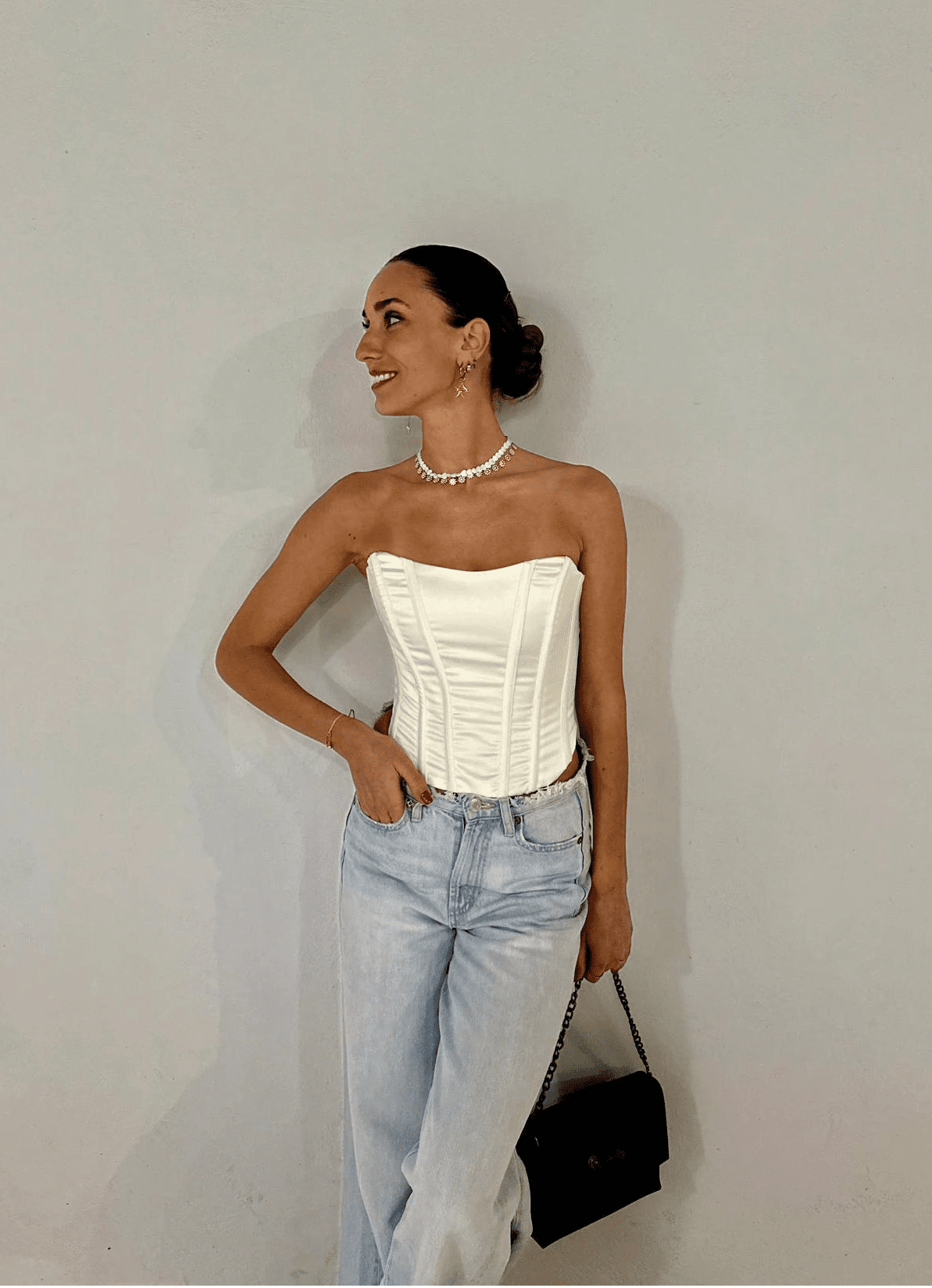 Rosemary Satin Off- White Corset Top - Hearts & Wires Studio