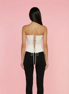 Rosemary Satin Off- White Corset Top - Hearts & Wires Studio
