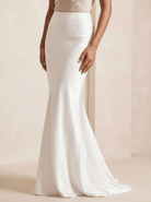 Sade White Maxi High Waist Satin Skirt - Hearts & Wires Studio