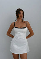 That's My Name White Satin Lace Mini Dress - Hearts & Wires Studio
