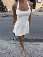 Valeria Mini White Halter Dress - Hearts & Wires Studio