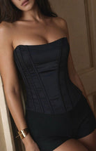 Wildest Moments Black Satin Corset Top - Hearts & Wires Studio