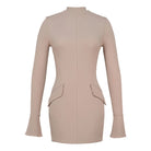 Wildflower Long-Sleeved Bodycon Dress – Beige - Hearts & Wires Studio